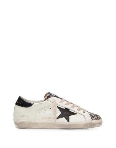 [해외직구] 26 FW Golden Goose Super Star LTD in white leather with black star and pony skin details sneakers GWF00101F008513 TP455114672