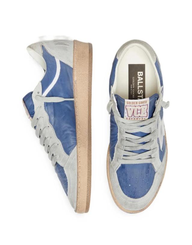골든구스 [해외직구] 26 FW Golden Goose 볼 스타 데님 블루 나일론 라이트 그레이 스웨이드 패널 메탈릭 실버 레더 스타 스니커즈 GWF00117F008584 TP455548106 착용컷