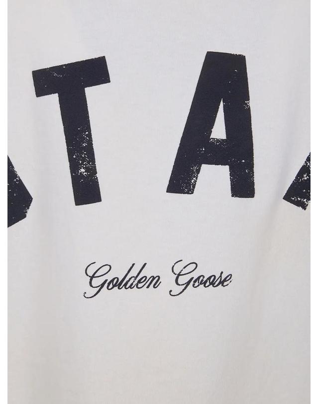 골든구스 [해외직구] 26 FW Golden Goose 스타 코튼 블랙 프린트 화이트 티셔츠 GUP01873P002418 TP457508754 착용컷