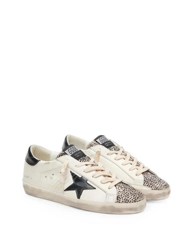 골든구스 [해외직구] 26 FW Golden Goose Super Star LTD in white leather with black star and pony skin details sneakers GWF00101F008513 TP455114672 착용컷