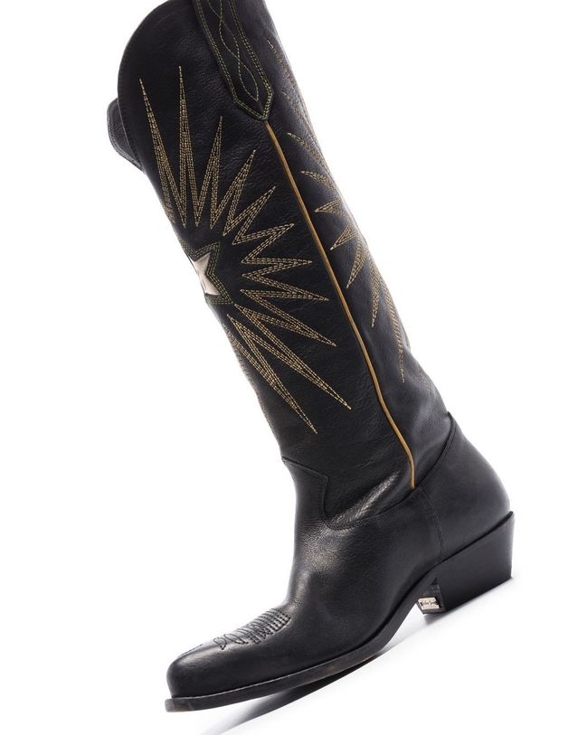 골든구스 [해외직구] 골든 Goose Wish 스타 레더 부츠 with 자수 GWF00135F00057190100 TP573081296 착용컷
