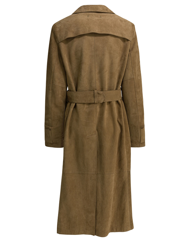 골든구스 [해외직구] 26SS 골든 Goose 롱 트렌치 코트 In 베이지 Suede With 벨트 GWP02565P00230315155 TP573166013 착용컷