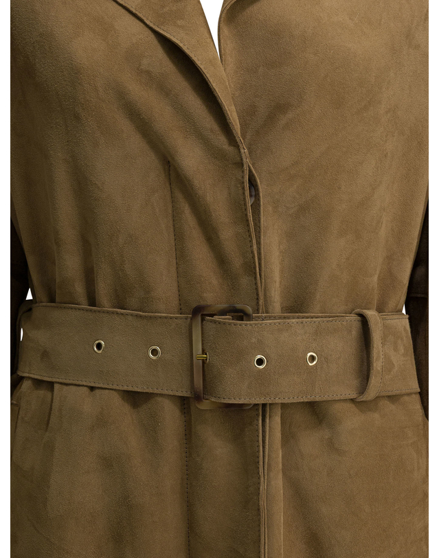 골든구스 [해외직구] 26SS 골든 Goose 롱 트렌치 코트 In 베이지 Suede With 벨트 GWP02565P00230315155 TP573166013 착용컷