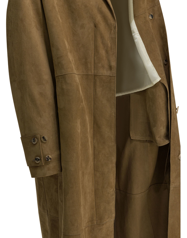 골든구스 [해외직구] 26SS 골든 Goose 롱 트렌치 코트 In 베이지 Suede With 벨트 GWP02565P00230315155 TP573166013 착용컷