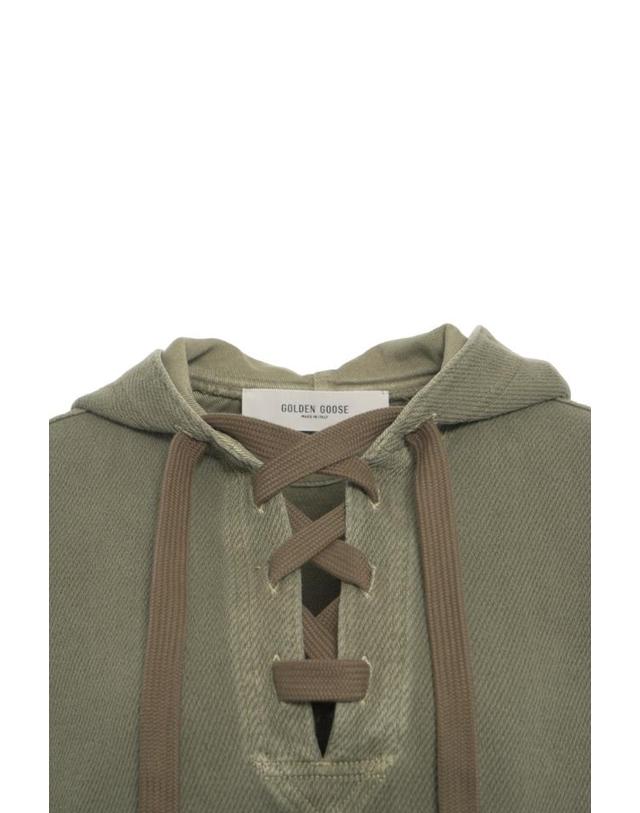 골든구스 [해외직구] 25FW 골든 Goose 스웨트셔츠 con 후드 e dettaglio 레이스업 GWP02341P00207935548 TP580067198 착용컷