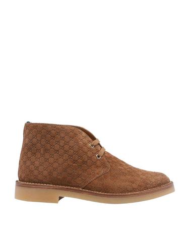 [해외직구] 구찌 브라운 앵클 부츠 with 웹 디테일 on the 힐 앤 로우 힐 in GG Suede Man 831283AAEYC2842 TP577700575