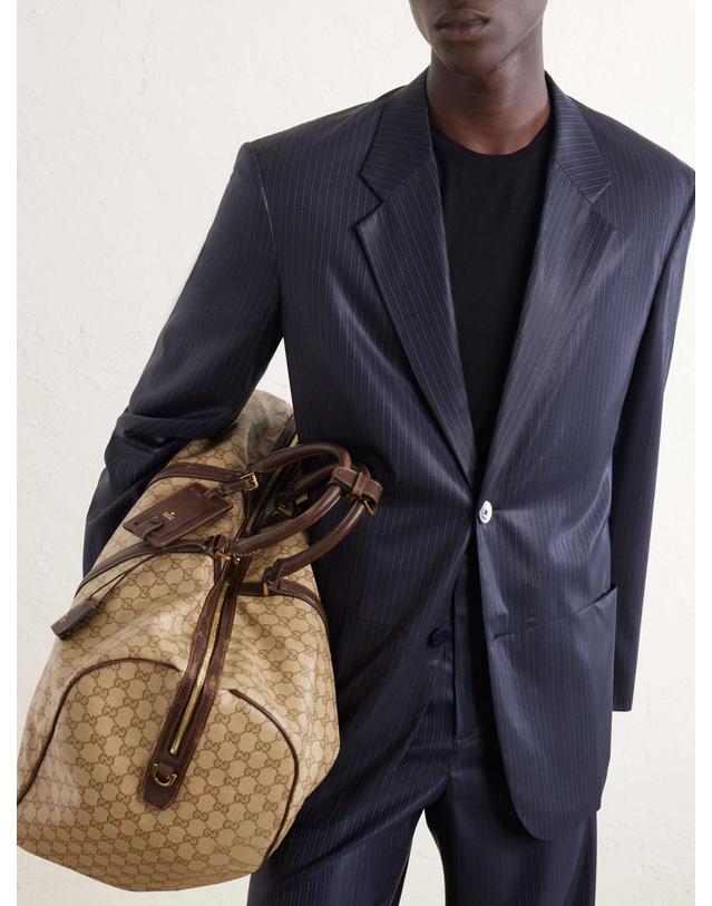 구찌 [해외직구] 26 FW 구찌 베이지 Gucci Essence 클래식 가죽 트리밍 코팅 캔버스 자카드 위캔드 백 TP581697593 착용컷