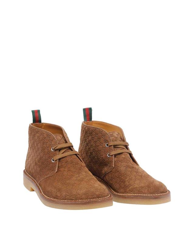 구찌 [해외직구] 구찌 브라운 앵클 부츠 with 웹 디테일 on the 힐 앤 로우 힐 in GG Suede Man 831283AAEYC2842 TP577700575 착용컷