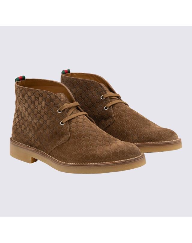 구찌 [해외직구] 구찌 브라운 앵클 부츠 with 웹 디테일 on the 힐 앤 로우 힐 in GG Suede Man 831283AAEYC2842 TP573034595 착용컷
