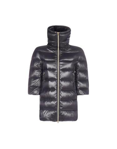 [해외직구] 26 FW 에르노 클레오페 하이넥 크롭 슬리브 코트 블랙 PI0001DIC12017