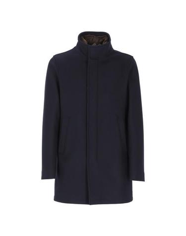 [해외직구] 26 FW 에르노 로고 플라크 하이넥 코트 네이비 CA000163U39601