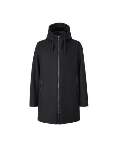 [해외직구] 26 FW 에르노 로고 플라크 드로스트링 후드 코트 네이비 PA000152U33428
