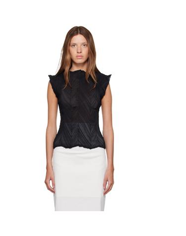 [해외직구] 26 FW Issey Miyake 블랙 지그재그 플리츠 탑 262809F055006