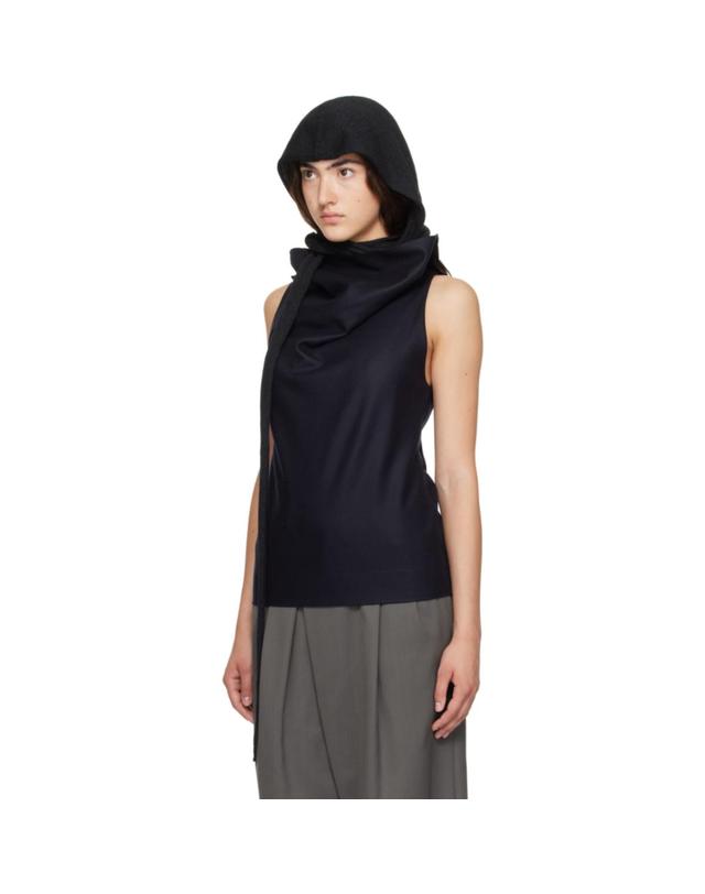 이세이미야케 [해외직구] 26 FW Issey Miyake 블랙 실크 캐시미어 발라클라바 모자 262809F014000 착용컷