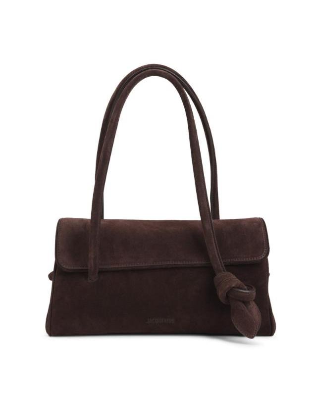 자크뮈스 [해외직구] 26FW 자크뮈스 Le Turismo 롱 브라운 숄더 백 with 프론트 Knot 앤 투 탑 H앤les in 레더 for 여성 BAW00467AC09A04855 TP582146163 착용컷