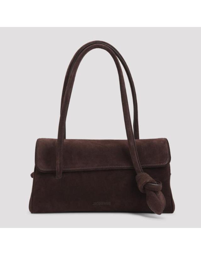 자크뮈스 [해외직구] 26FW 자크뮈스 Le Turismo 롱 브라운 숄더 백 with 프론트 Knot 앤 투 탑 H앤les in 레더 for 여성 BAW00467AC09A04855 TP582146163 착용컷