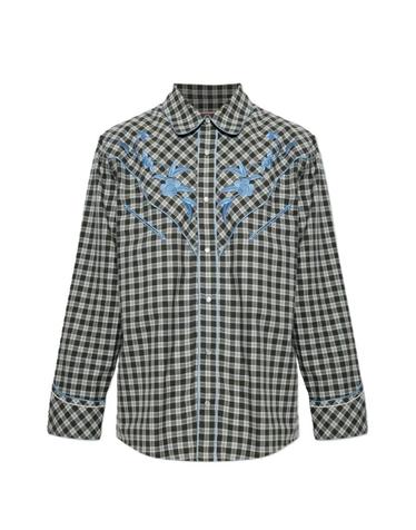 [해외직구] 26 FW 겐조 와일드플라워 플로럴 자수 체크 셔츠 FG62CH3009LK TP459349758