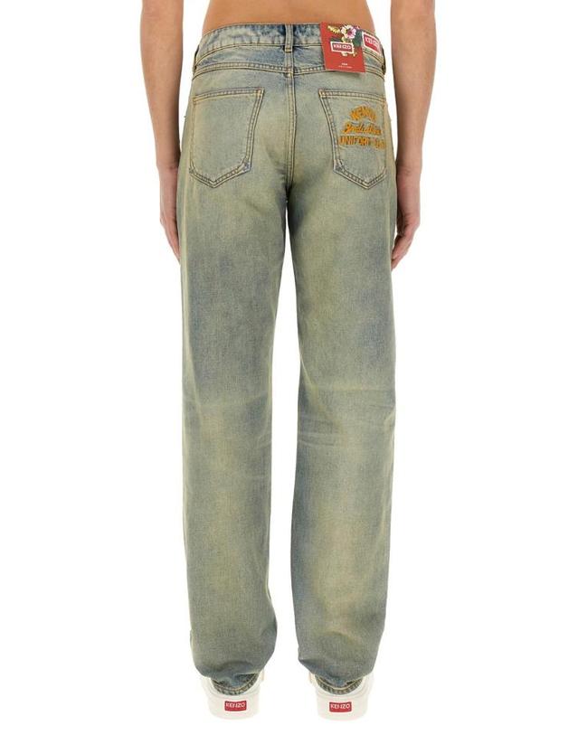 겐조 [해외직구] 24SS KENZO 슬림 BARA 진 DRAWN 바시티 FE55DP1016B8DY TP572880925 착용컷