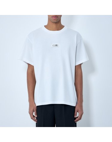 [해외직구] 26 FW MM6 메종 마르지엘라 넘버 로고 디테일 숏슬리브 티셔츠 화이트 SH0GC0032 M20170 101