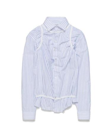 [해외직구] 26 FW 메종 마르지엘라 언밸런스 스트라이프 셔츠 001F S50DT0057M35280Q