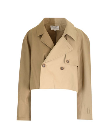 [해외직구] 26 FW MM6 마르지엘라 컬러 블럭 판넬 크롭 트렌치 코트 S62AN0126MTN008