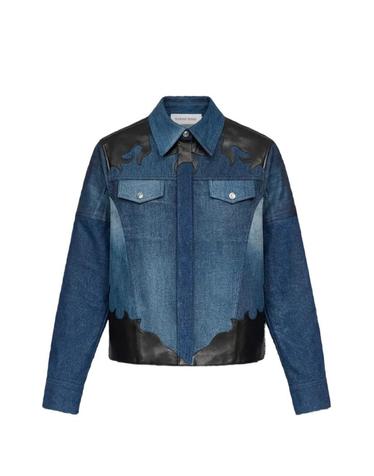 [해외직구] 26 FW 마린세르 레더 패치 트러커 데님 재킷 USI046AUDEN0016BL90 TP455380072