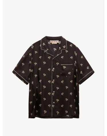 [해외직구] 26 FW 마르니 플로럴 프린트 브라운 실크 트윌 파자마 셔츠 CUMU0390J0UTSG51 TP455454008