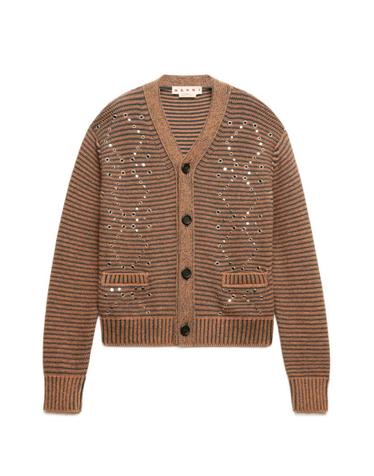 [해외직구] 26 FW 마르니 스터드 장식 스트라이프 가디건 CDMG0198S0UFP406 TP456315921