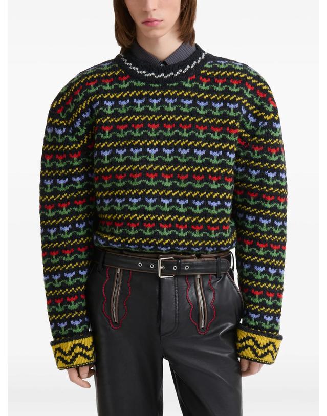 마르니 [해외직구] 마르니 black shetland wool sweater with fairisle motif 12296551104776 TP725728919 착용컷
