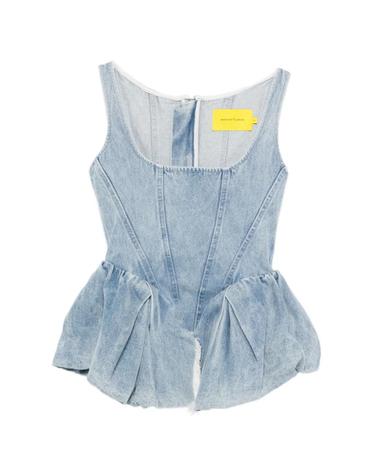 [해외직구] 26 FW 마르케스 알메이다 라이트 블루 데님 페플럼 코르셋 탑 PF26TP0759DNMBL TP456660818