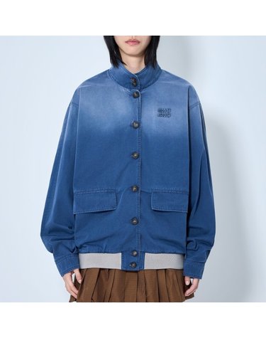 [해외직구] 26 FW 미우미우 리얼 로고 버튼 다운 올드 워싱 블루종 자켓 ML1492 190X F04XB