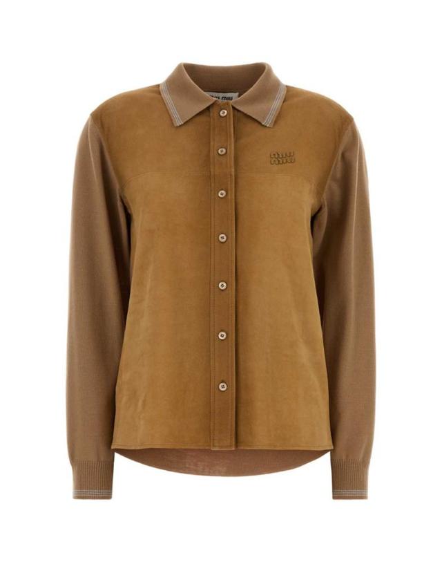 미우미우 [해외직구] 26SS 미우미우 Camel 울 앤 suede 가디건 MMF01RSOOO18TKF0040 TP573018840 착용컷