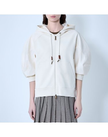[해외직구] 26 FW 몽클레어 벌룬 숏슬리브 코튼 후드 집업 스웨트셔츠 화이트 L1093 8G00023 89B2V 04A