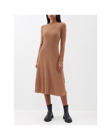 [해외직구] 26 FW 몽클레어 로고 패치 리브 크루넥 니트 드레스 9L00007 M1259 22C