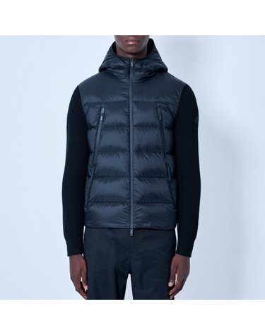 [해외직구] 26 FW 몽클레어 로고 니트 슬리브 푸퍼 후드 자켓 블랙 L2091 9B00007 M1131 999