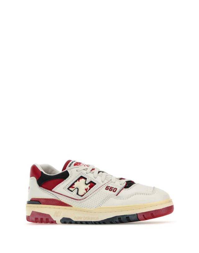 뉴발란스 [해외직구] 24FW 뉴 밸런스 멀티 컬러 레더 550 스니커즈 BB550VGAOFFWHITERED TP580105790 착용컷