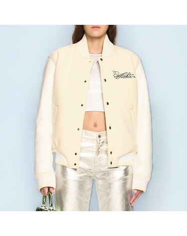 [해외직구] 26 FW 오프화이트 Rose Valley 로즈 벨리 레터 슬리브 울 바시티 자켓 OWEK006S25FAB0010B10