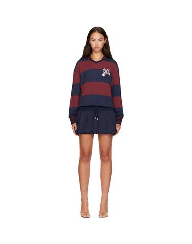 [해외직구] 26 FW 오프화이트 네이비 스트라이프 인터로크 폴로 미니 드레스 262607F052002