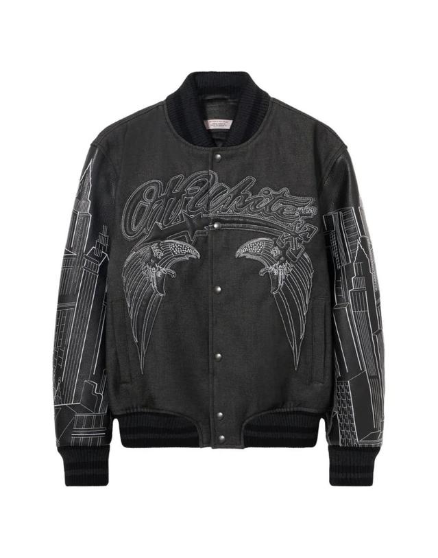 [해외] 26 FW 오프화이트 스카이라인 레더 소매 바시티 재킷 44MJA122Z26L002001 TP455332376 DBCDXX10957