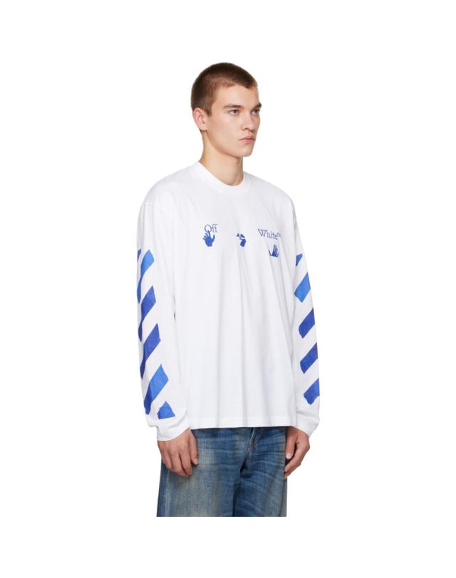 오프화이트 [해외직구] 26 FW 오프화이트 화이트 바코 애로우 스케이트 L S 티셔츠 262607M213052 착용컷