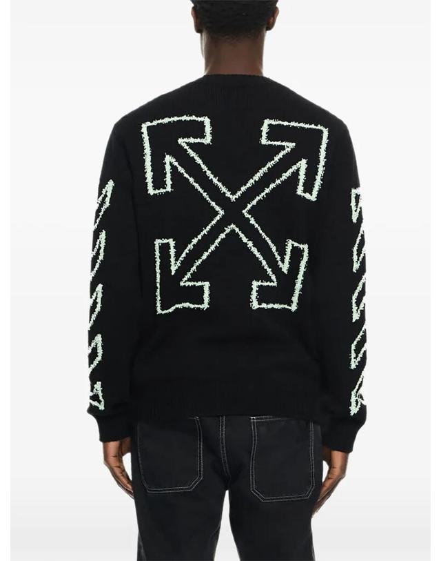 오프화이트 [해외직구] 26 FW 오프화이트 사선 애로우 퍼지 크루 넥 스웨터 44MHE087S26K001001 TP454606837 착용컷