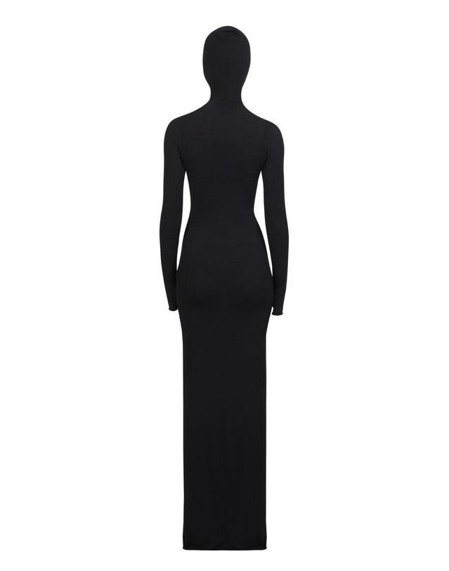 오프화이트 [해외직구] 23FW Off 화이트 롱 블랙 저지 드레스 with 롱 슬리브 플로럴 appliquAs on the shoulders 배색 로고 on the 체스트 OWHI090S23KNI0011045 TP572867308 착용컷