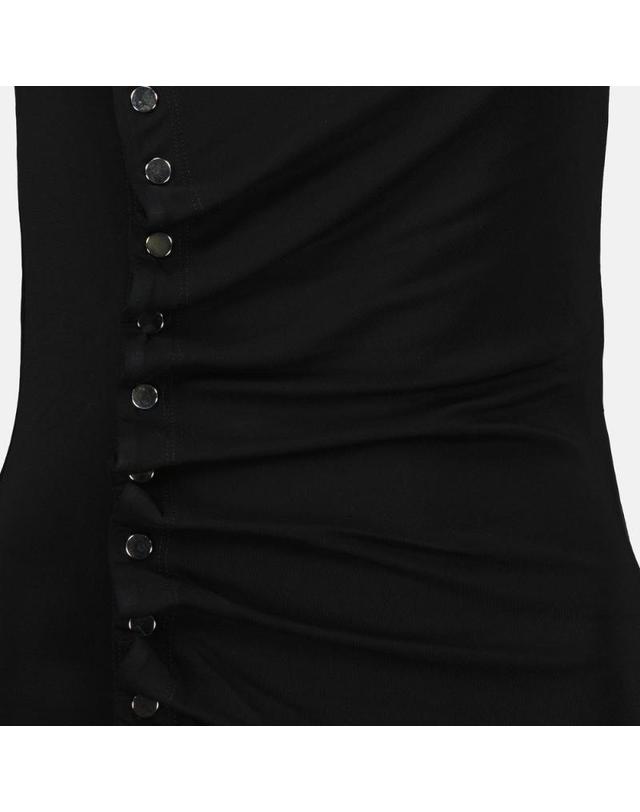 파코라반 [해외직구] Paco Rabanne 비대칭 헴 드레이프 미니 드레스 24AJRO856VI0386 P001 TP976675617 착용컷
