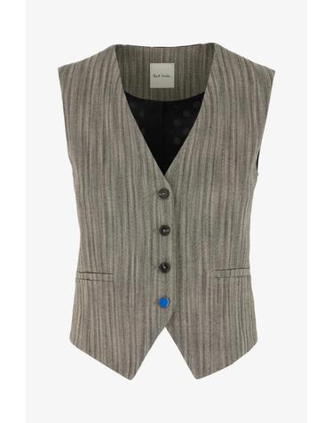 [해외직구] 26 FW 폴스미스 배색 백 헤링본 베스트 W1R463JW11253 TP458399846