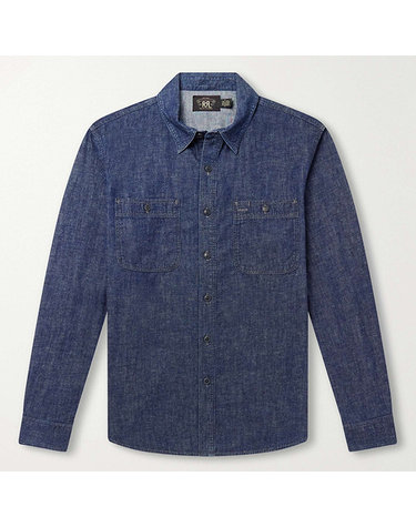 폴로 랄프로렌 [해외직구] 26 FW 더블알엘 블루 Craftsman 크래프트맨 인디고 다이 코튼 데님 셔츠