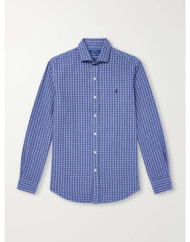 [해외직구] 26 FW 폴로 랄프로렌 블루 로고 자수 체크 코튼 플란넬 셔츠 TP581955615