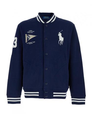 [해외직구] 26FW 폴로 랄프 로렌 블루 바시티 자켓 with Pony 패치 on the 프론트 앤 Numeric 패치 on the 슬리브 in 코튼 블렌드 for 맨 710B20012001 TP582127671