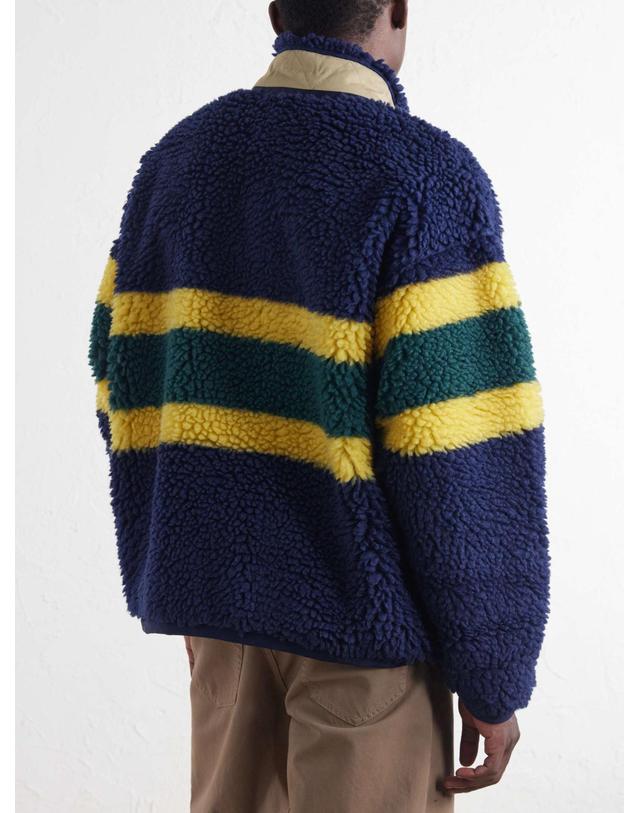 폴로 랄프로렌 [해외직구] 26 FW 폴로 랄프로렌 네이비 스트라이프 코튼 트리밍 플리스 하프 집 스웨터 TP581685115 착용컷