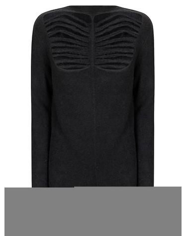 [해외직구] 26SS 릭오웬스 블랙 스웨터 with 디스트레스드 이펙트 앤 컷 아웃 디테일 on the 프론트 in Alpaca 블렌드 워먼 RP02E4601KGRIDP09 TP573092644