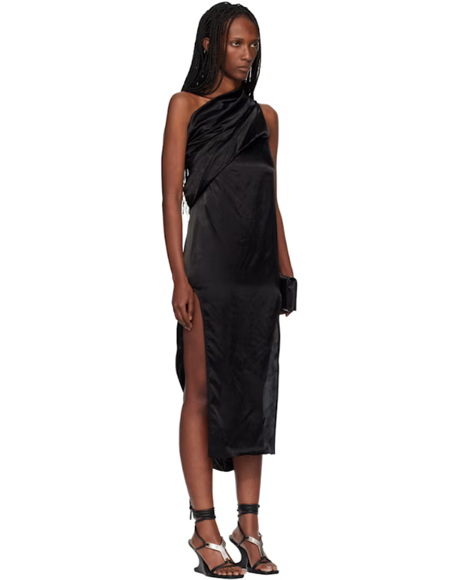 릭오웬스 [해외직구] 26 FW 릭오웬스 블랙 템플 아테나 애로우헤드 미디 드레스 261232F054011 착용컷